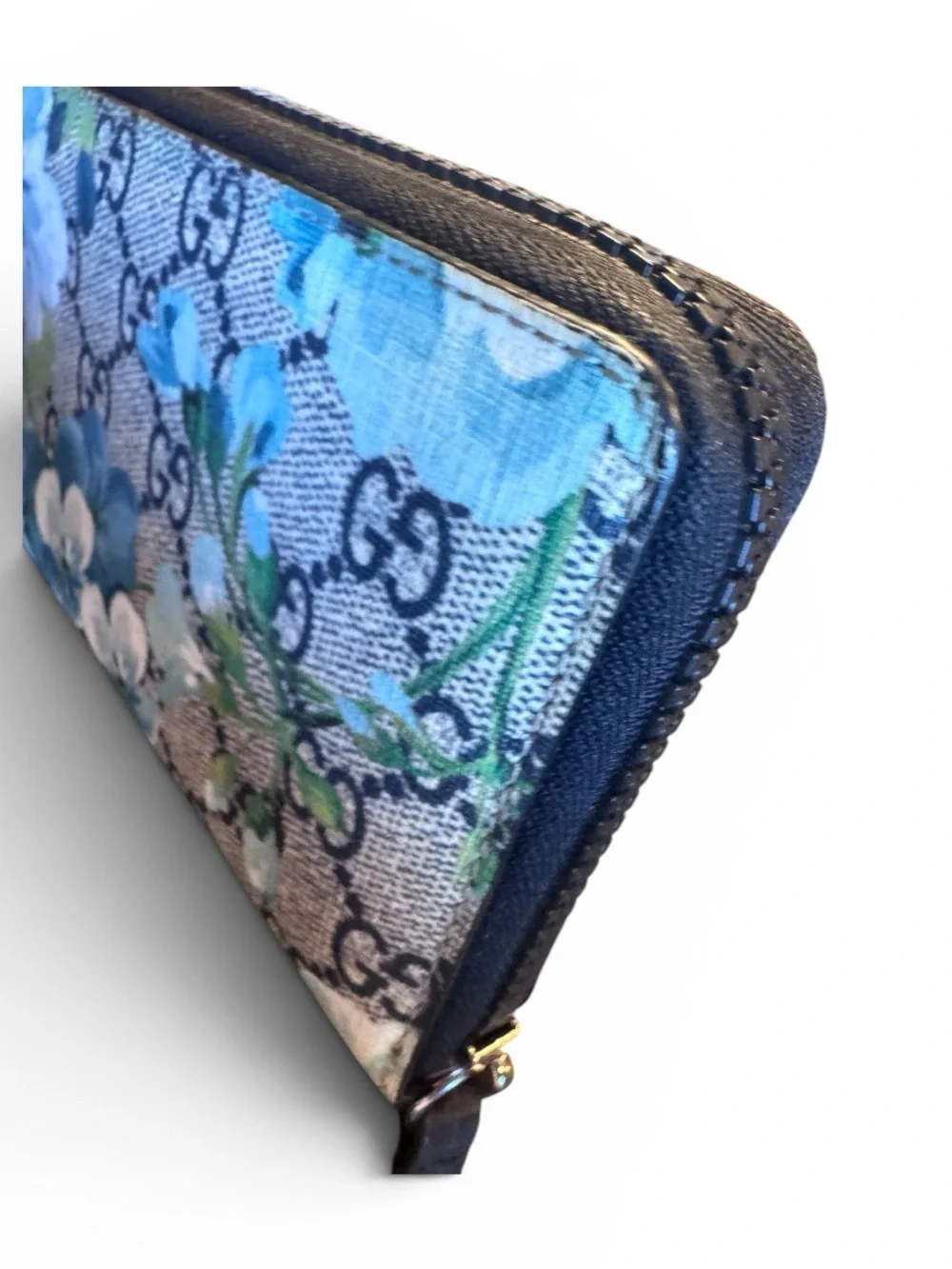 Gucci GG Blooms Zip Around Wallet Blue Floral Wallet w/ Gift Box Made in Italy - Picture 12 of 15